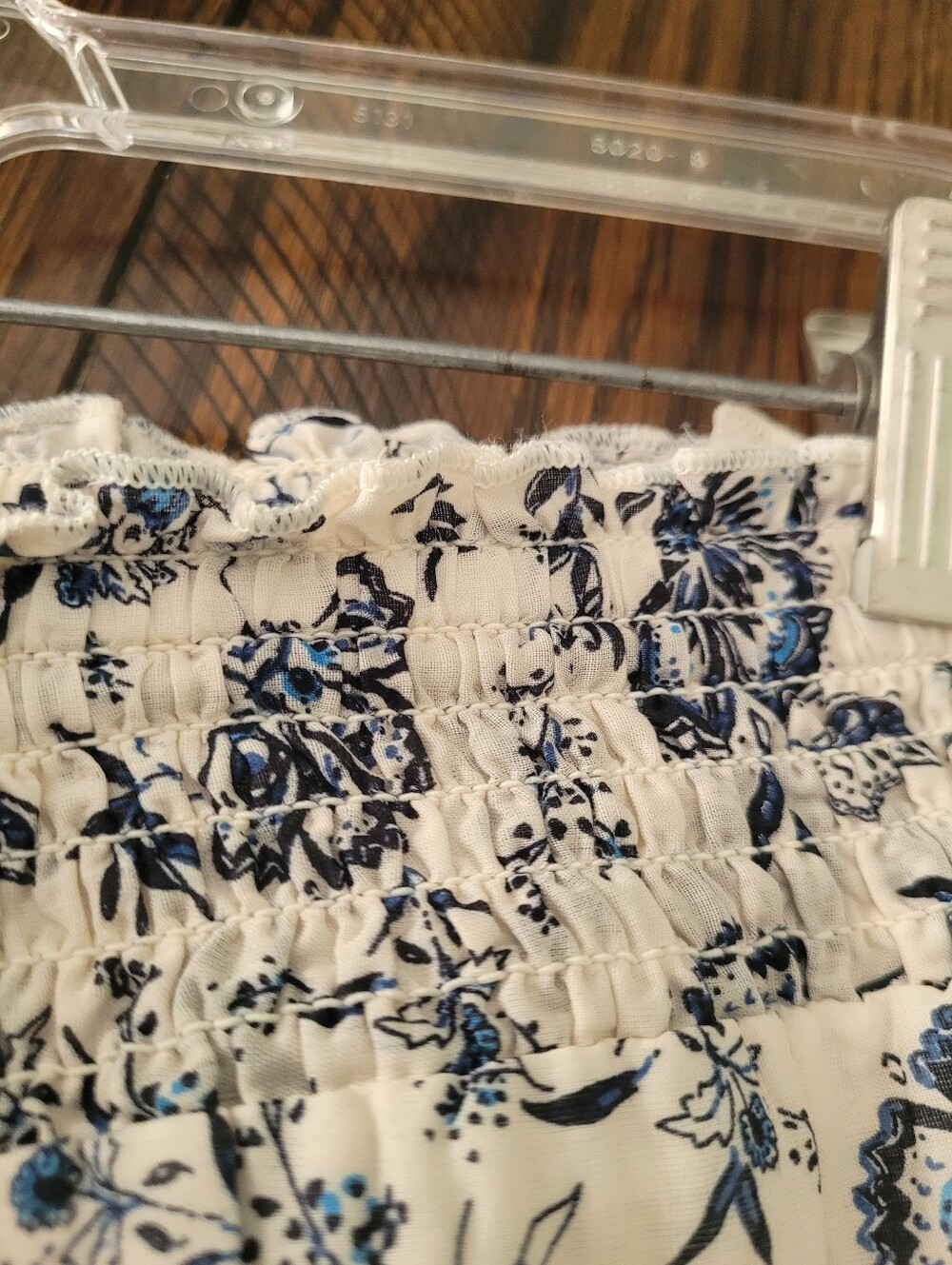 BeachLunchLounge 100% Cotton Mini Skirt Blue White Lined Size L Floral Casual - Picture 9 of 13
